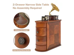 Mesa auxiliar estrecha de madera Tribesigns, 2 cajones, mesita de noche de diseño para sala de estar, mesita de noche para dormitorio, no requiere ensamblaje, nogal