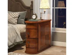 Mesa auxiliar estrecha de madera Tribesigns, 2 cajones, mesita de noche de diseño para sala de estar, mesita de noche para dormitorio, no requiere ensamblaje, nogal
