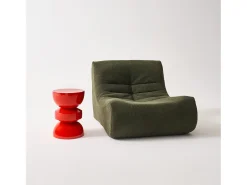 Mesa auxiliar, extremo del sofá, mesita de metal efecto glassy naranja