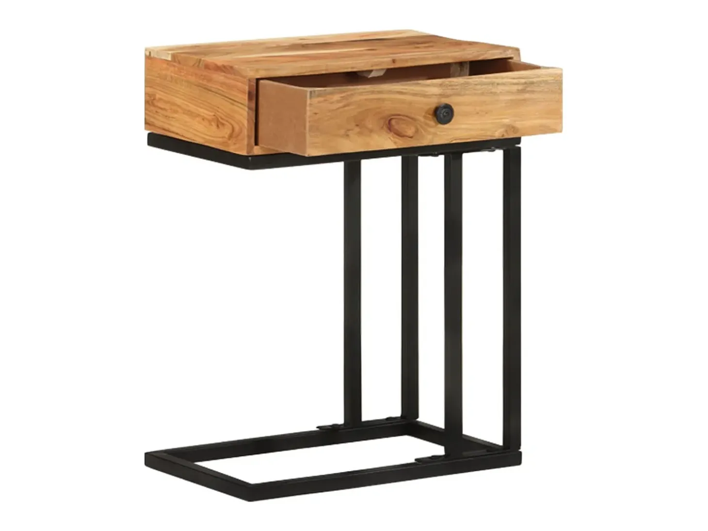 Mesa auxiliar forma de U madera maciza de acacia 45x30x61 cm