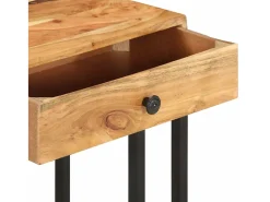 Mesa auxiliar forma de U madera maciza de acacia 45x30x61 cm