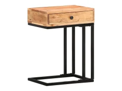 Mesa auxiliar forma de U madera maciza de acacia 45x30x61 cm