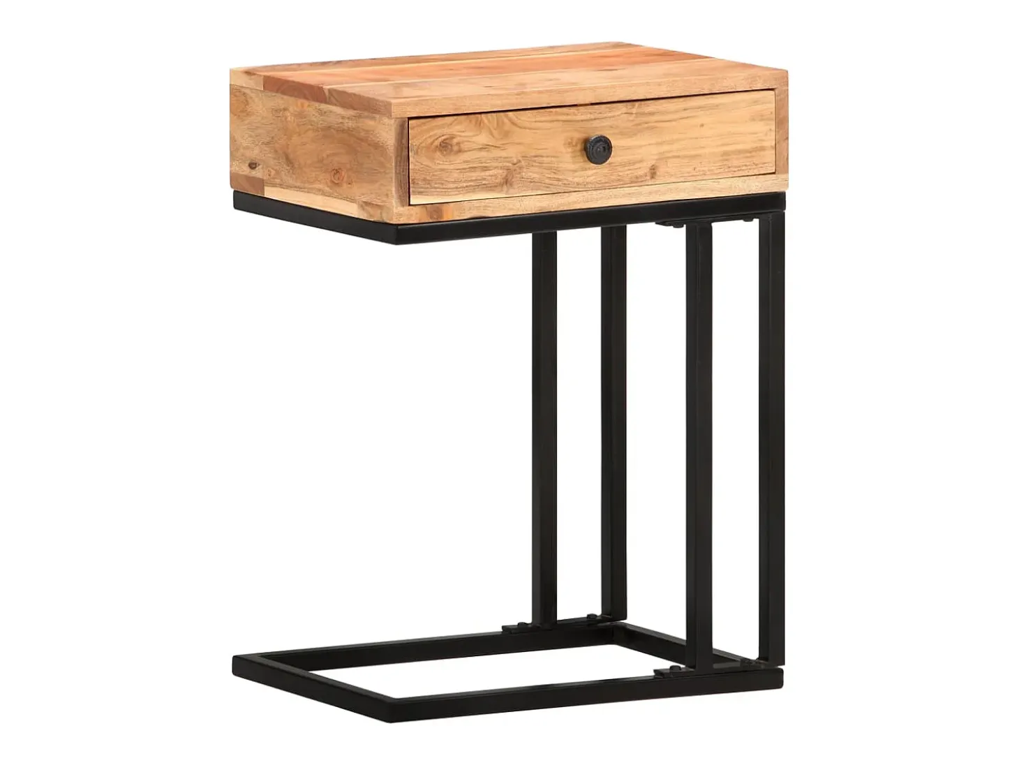 Mesa auxiliar forma de U madera maciza de acacia 45x30x61 cm