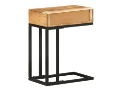 Mesa auxiliar forma de U madera maciza de acacia 45x30x61 cm