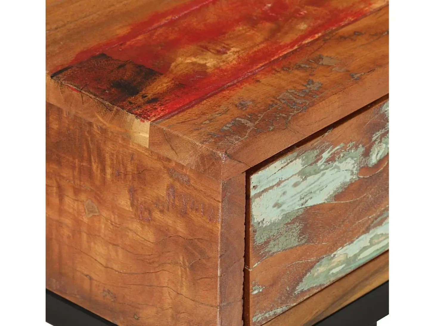 Mesa auxiliar forma de U madera maciza reciclada 45x30x61 cm