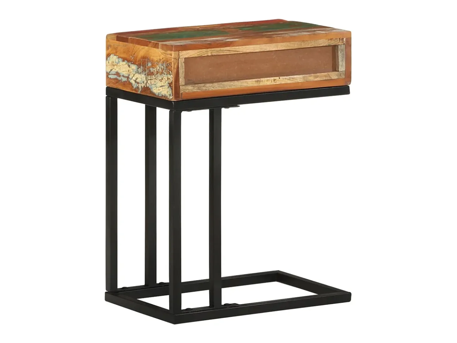 Mesa auxiliar forma de U madera maciza reciclada 45x30x61 cm