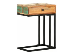 Mesa auxiliar forma de U madera maciza reciclada 45x30x61 cm