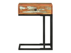 Mesa auxiliar forma de U madera maciza reciclada 45x30x61 cm