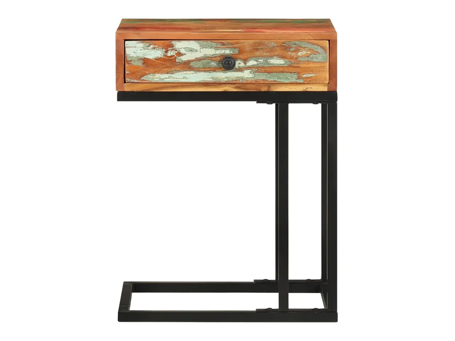 Mesa auxiliar forma de U madera maciza reciclada 45x30x61 cm