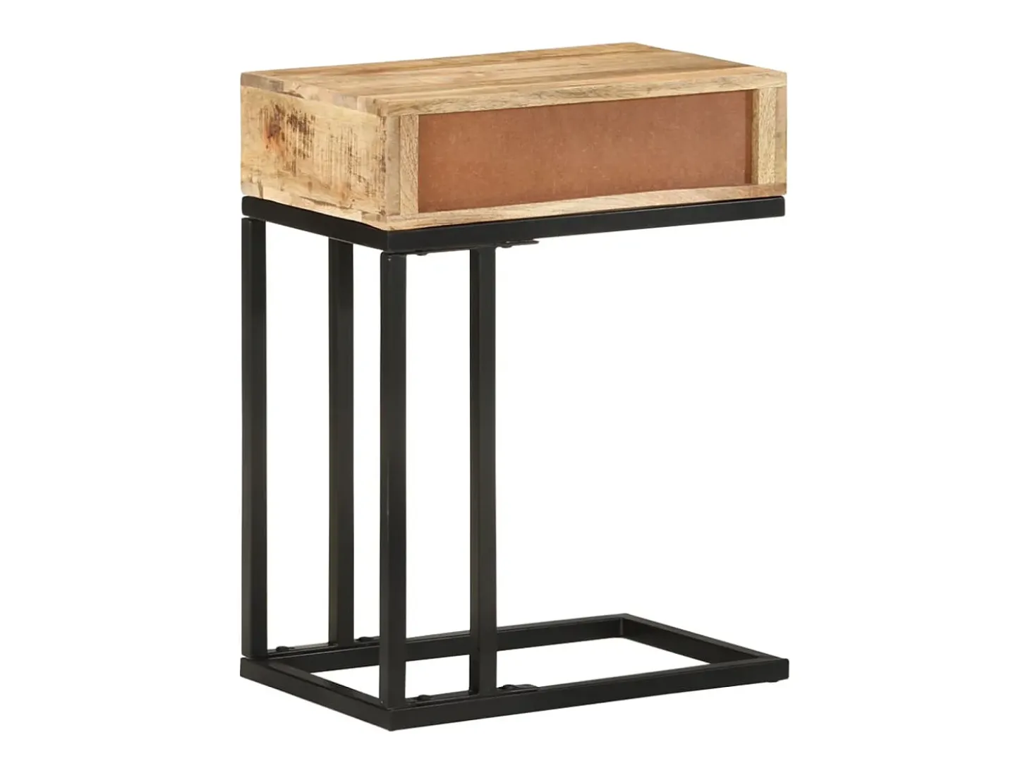 Mesa auxiliar forma de U madera maciza de mango 45x30x61 cm
