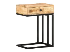 Mesa auxiliar forma de U madera maciza de mango 45x30x61 cm