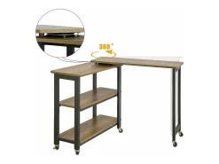 Mesa Auxiliar Giratoria Mesa de Ordenador en Forma de L Escritorio de Esquina en Estilo Industrial 133 x 69 x 30 cm FWT83-PF SoBuy ES