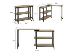 Mesa Auxiliar Giratoria Mesa de Ordenador en Forma de L Escritorio de Esquina en Estilo Industrial 133 x 69 x 30 cm FWT83-PF SoBuy ES