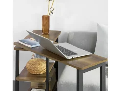 Mesa Auxiliar Giratoria Mesa de Ordenador en Forma de L Escritorio de Esquina en Estilo Industrial 133 x 69 x 30 cm FWT83-PF SoBuy ES