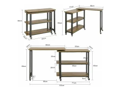 Mesa Auxiliar Giratoria Mesa de Ordenador en Forma de L Escritorio de Esquina en Estilo Industrial 133 x 69 x 30 cm FWT83-PF SoBuy ES
