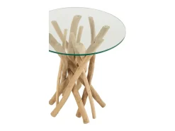 Mesa auxiliar Gulli de ramas de teca natural D 50 cm