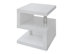 Mesa auxiliar iluminada LYLIA II en MDF lacado en blanco con LED azules