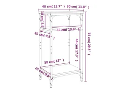 Mesa auxiliar madera contrachapada gris Sonoma 40x30x75 cm