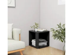 Mesa auxiliar madera contrachapada negro 33x33x34,5 cm
