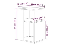 Mesa auxiliar madera contrachapada roble ahumado 36x30x56 cm