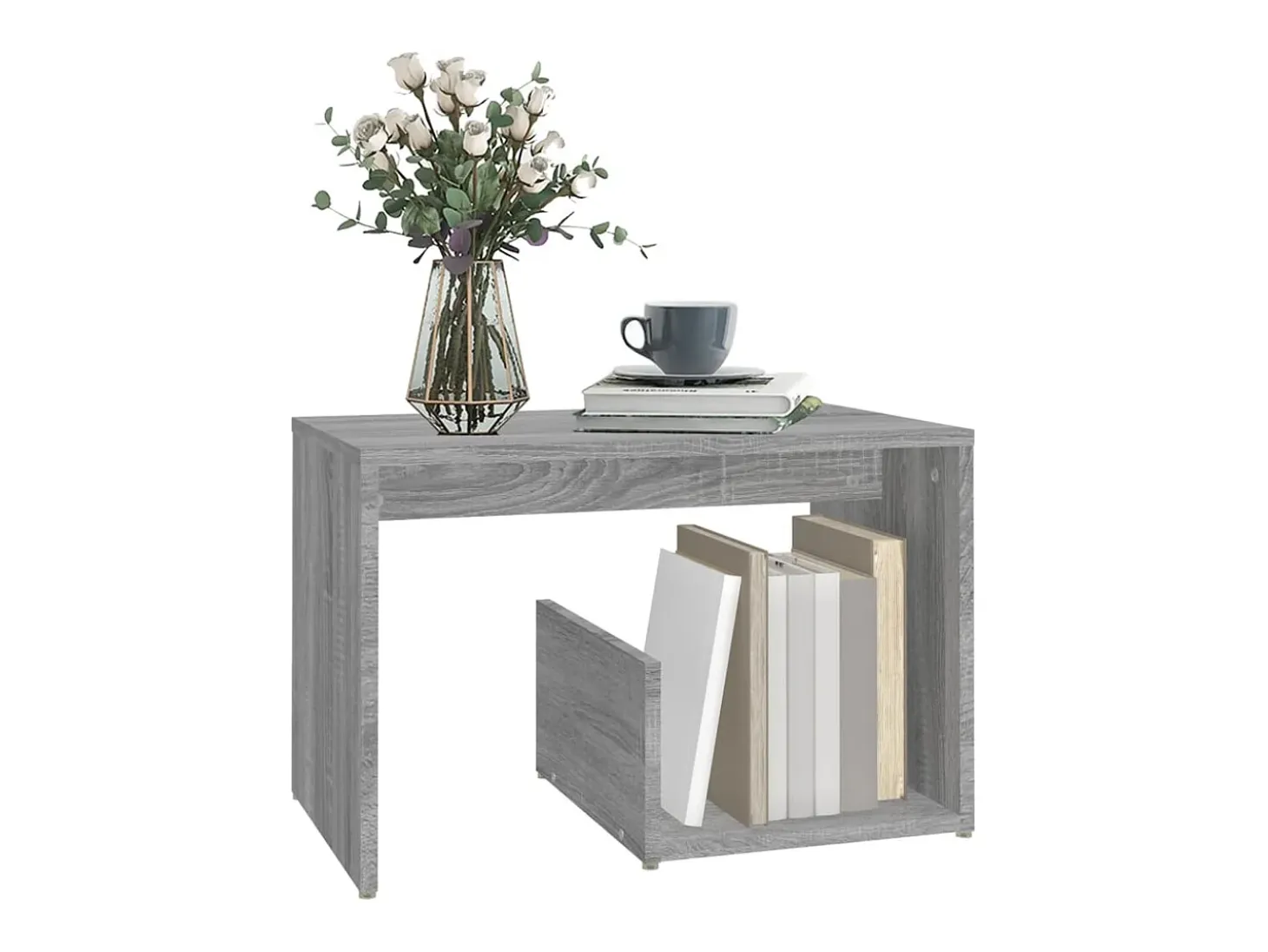 Mesa auxiliar madera contrachapada gris Sonoma 59x36x38 cm