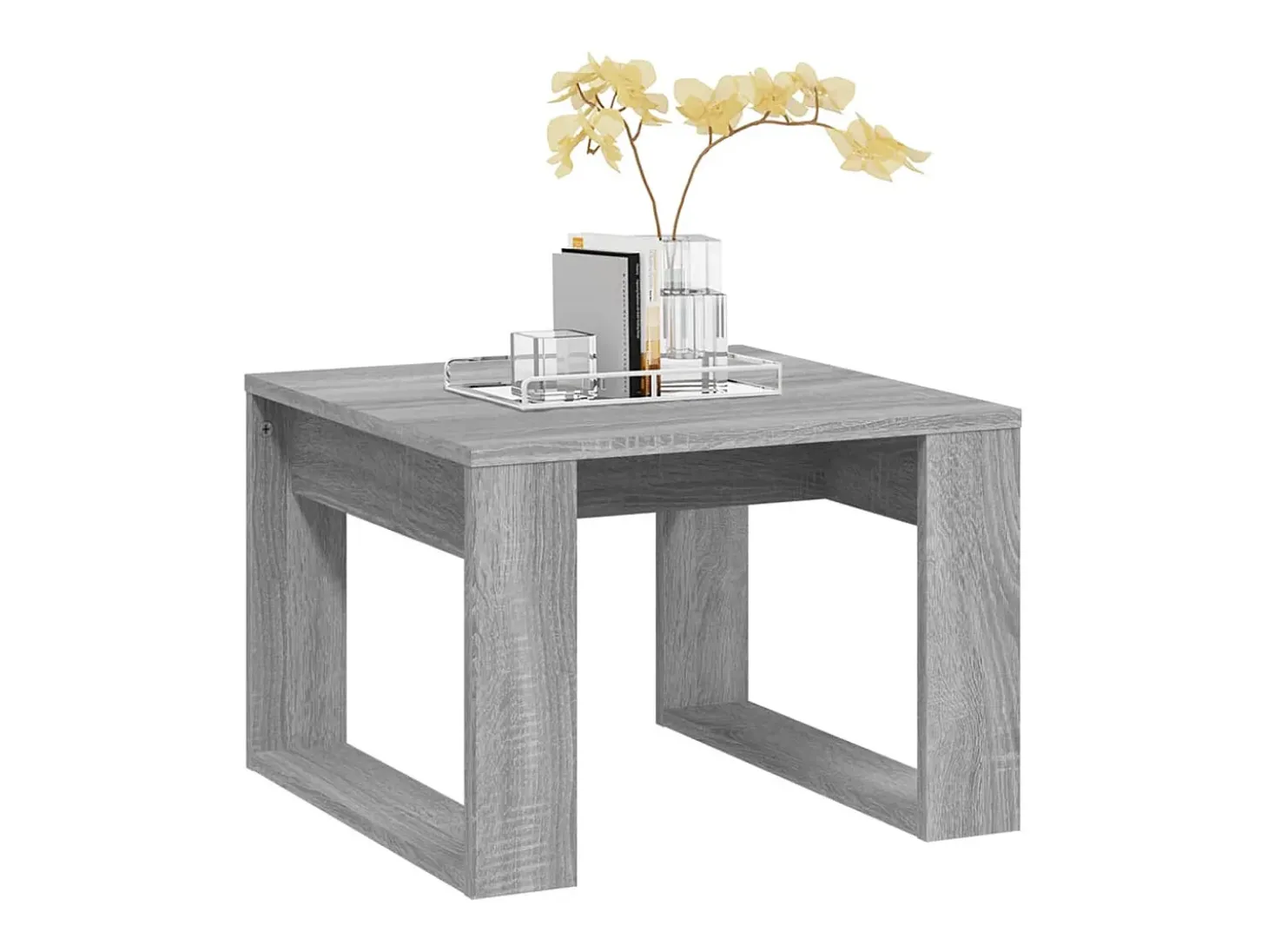 Mesa auxiliar madera contrachapada gris Sonoma 50x50x35 cm