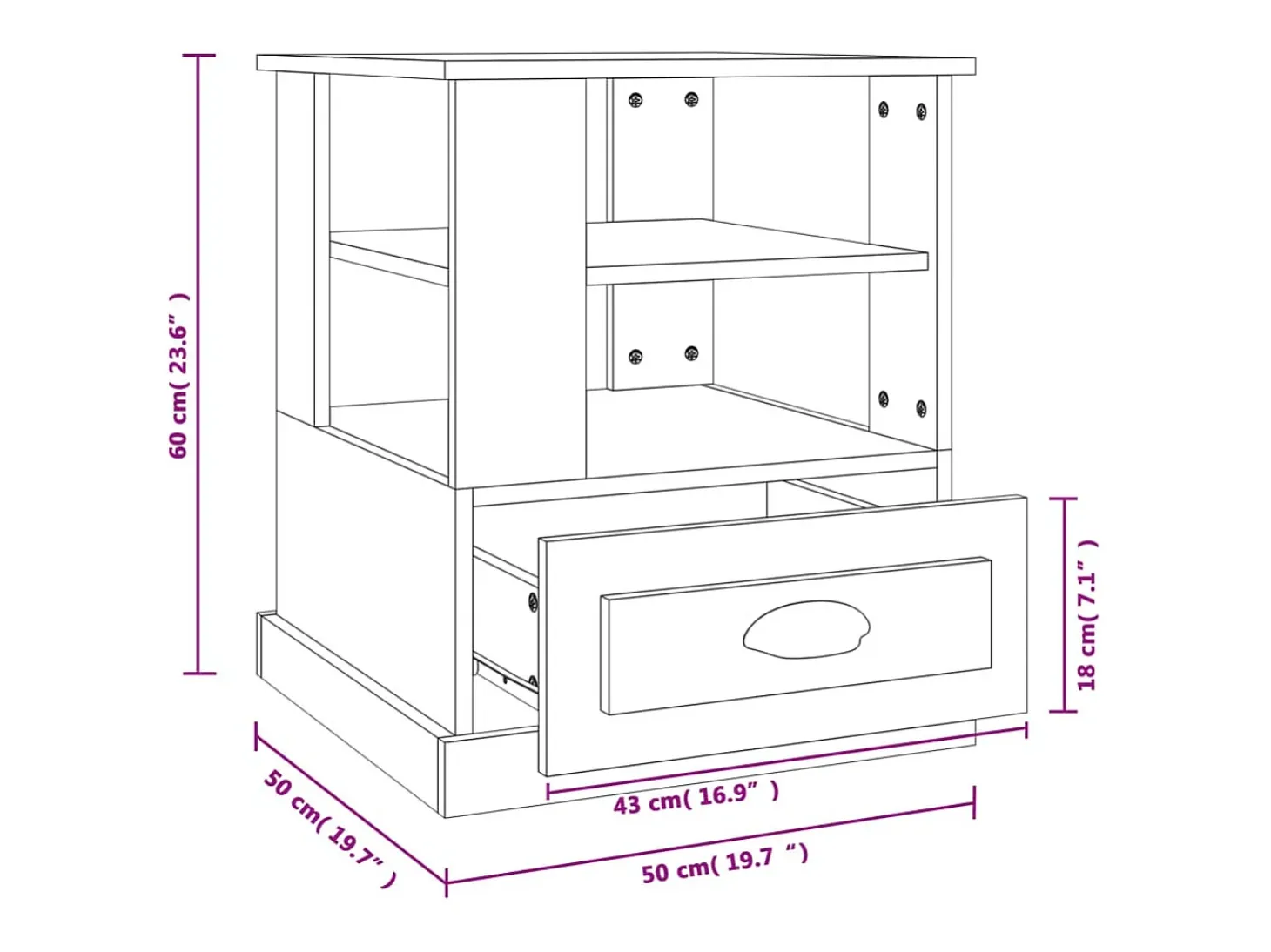 Mesa auxiliar madera contrachapada gris Sonoma 50x50x60 cm
