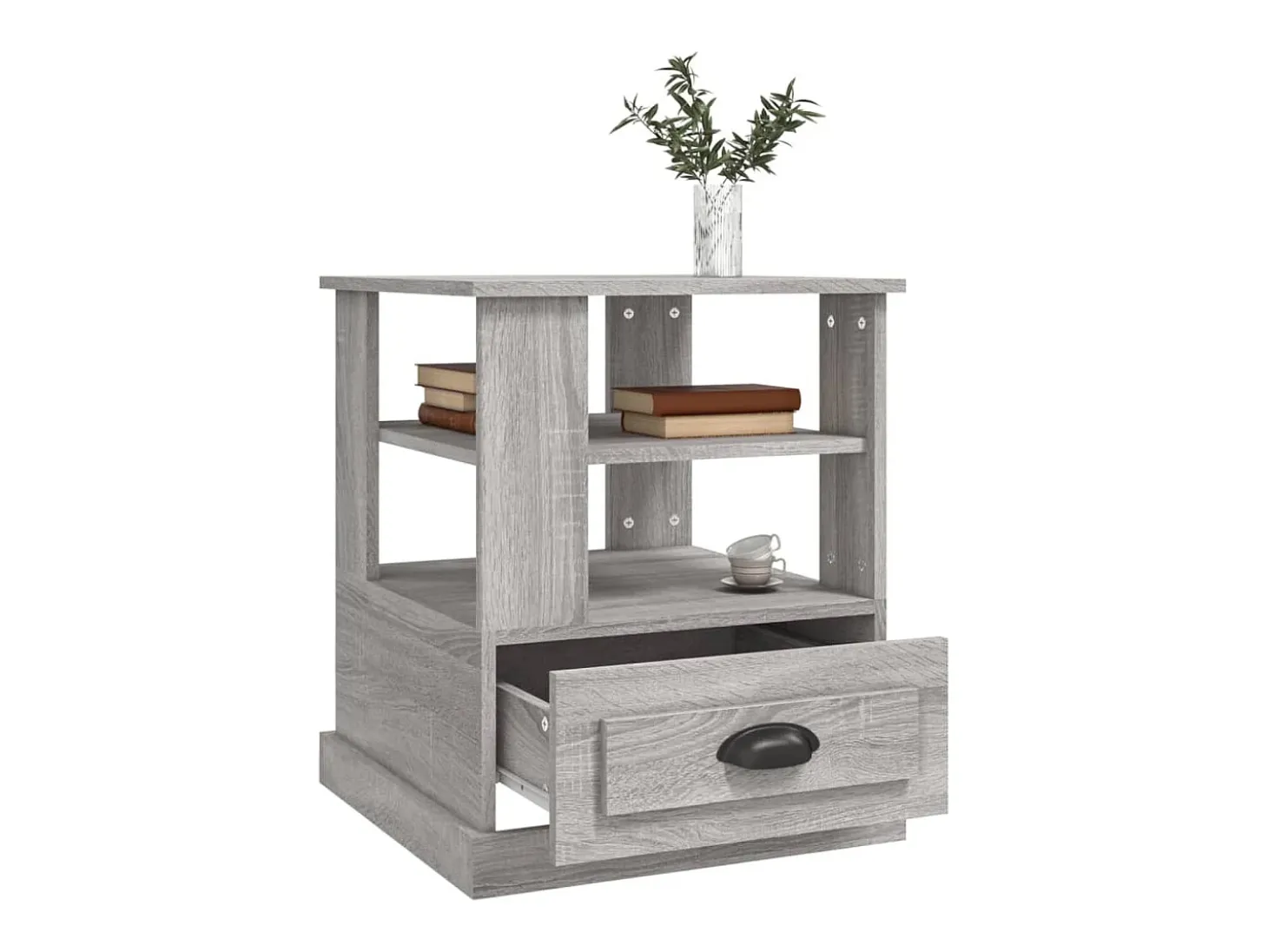 Mesa auxiliar madera contrachapada gris Sonoma 50x50x60 cm