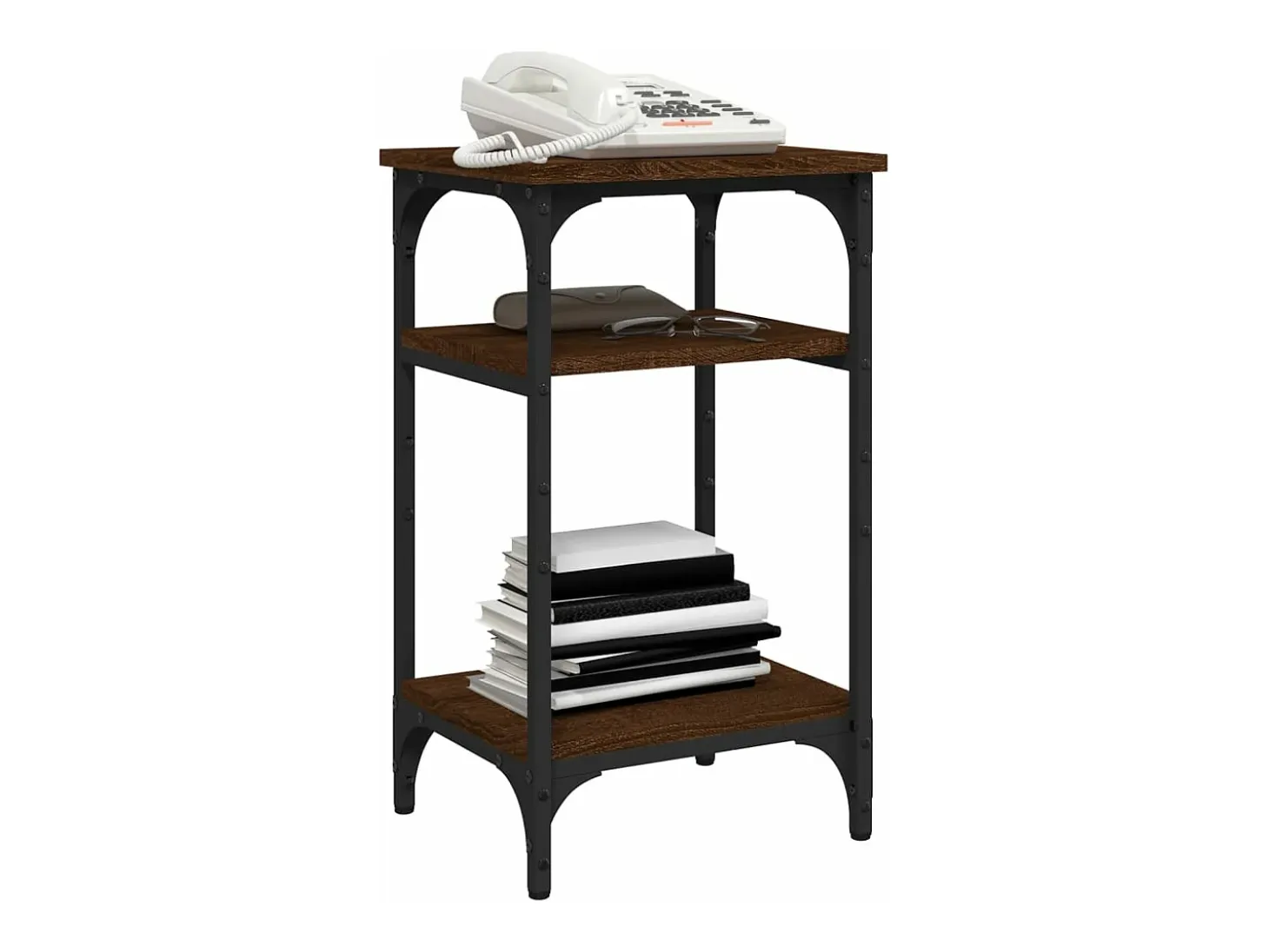 Mesa auxiliar madera contrachapada roble marrón 35x30x60 cm