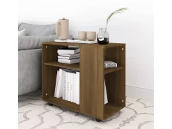 Mesa auxiliar madera contrachapada roble marrón 70x35x55 cm