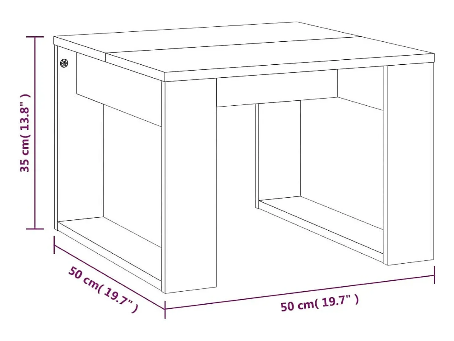 Mesa auxiliar madera contrachapada gris Sonoma 50x50x35 cm