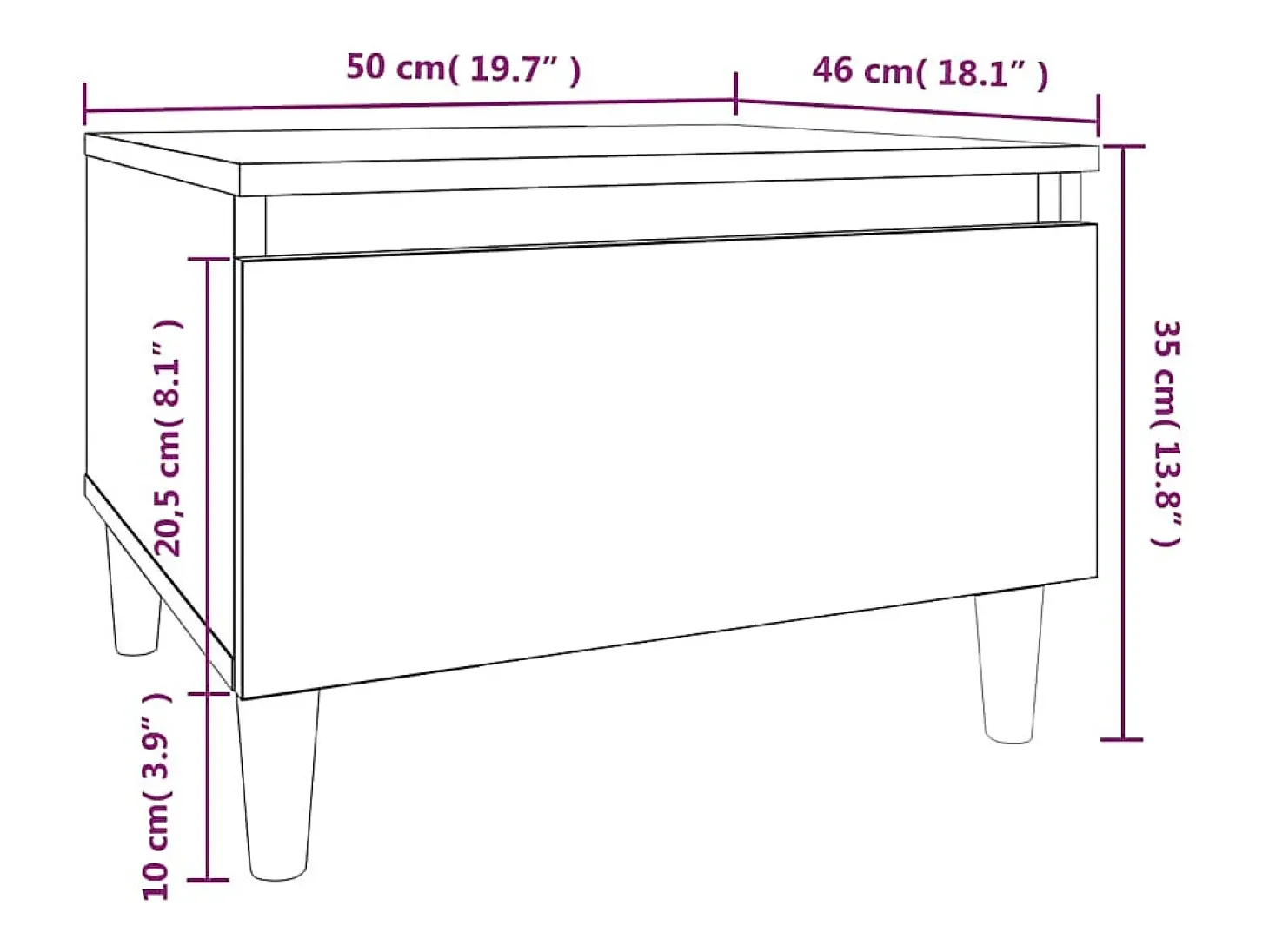 Mesa auxiliar madera contrachapada roble marrón 50x46x35 cm