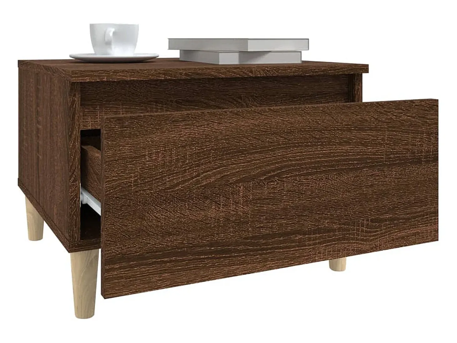 Mesa auxiliar madera contrachapada roble marrón 50x46x35 cm