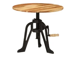 Mesa auxiliar madera de acacia y hierro fundido 60x(42-62) cm
