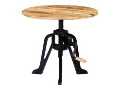 Mesa auxiliar madera de mango y hierro fundido 60x(46-63) cm