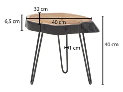 Mesa auxiliar madera maciza de acacia / metal industrial 40x40x32cm