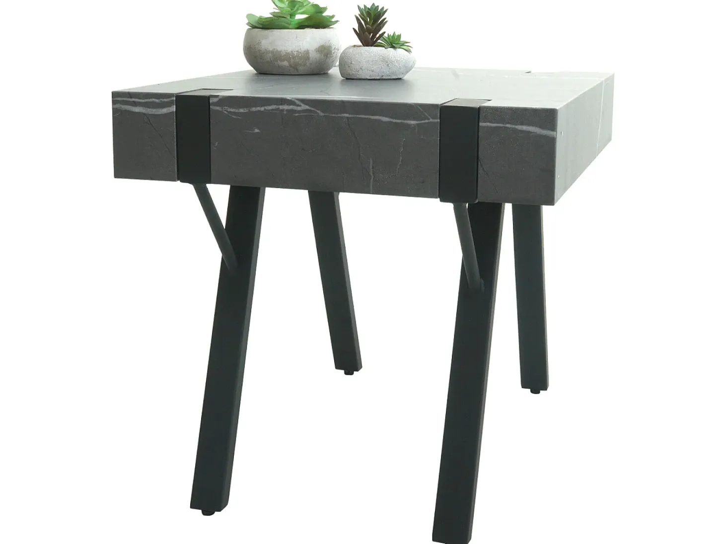 Mesa auxiliar MCW-L54, aspecto mármol gris