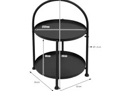 Mesa Auxiliar Mesa de Centro Mesa de Sofá 2 Niveles Metal Negro Redonda Ø 30 cm