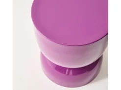 Mesa auxiliar, mesa lateral de sofá, mesita metálica efecto brillante