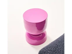 Mesa auxiliar, mesa lateral de sofá, mesita metálica efecto brillante