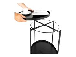 Mesa auxiliar metal salón color natural 42x52x42 cm