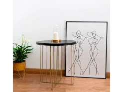 Mesa auxiliar MOA Vinthera forma redonda negro Ø44x47,8 cm