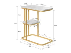 Mesa auxiliar moderna con extremo de café, sofá, mesa de centro, mesita de noche, efecto mármol, estructura de metal dorado, 50x30x58 cm FBT110-G SoBuy ES
