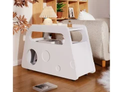 Mesa auxiliar móvil con estantes de almacenaje, aparador - 81x33x51,5 cm - MDF - Blanco