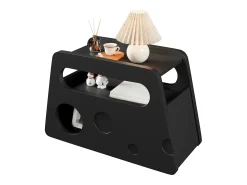Mesa auxiliar móvil con estantes de almacenaje, aparador - 81x33x51,5 cm - MDF - Negro