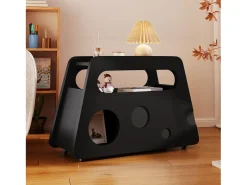 Mesa auxiliar móvil con estantes de almacenaje, aparador - 81x33x51,5 cm - MDF - Negro