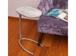 Mesa auxiliar ovalada de mármol gris