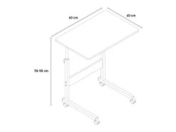 Mesa auxiliar para el sofá o la cama 60x40 cm con ruedas Cozee - Negro - Blanco