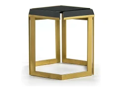 Mesa auxiliar principal de granito negro y metal dorado