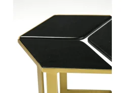 Mesa auxiliar principal de granito negro y metal dorado